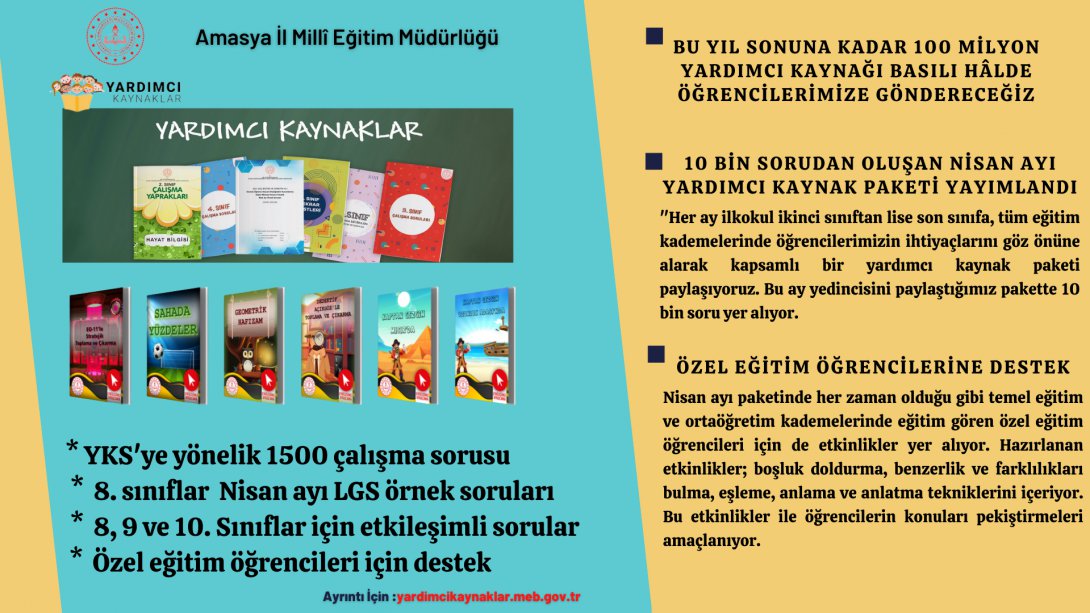 10 BİN SORULUK NİSAN AYI YARDIMCI KAYNAK PAKETİ YAYIMLANDI