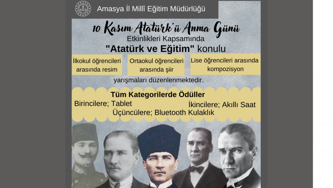 10 Kasım Atatürk'ü Anma Günü Etkinlikleri Kapsamında Müdürlüğümüz Tarafından Yarışmalar Düzenleniyor